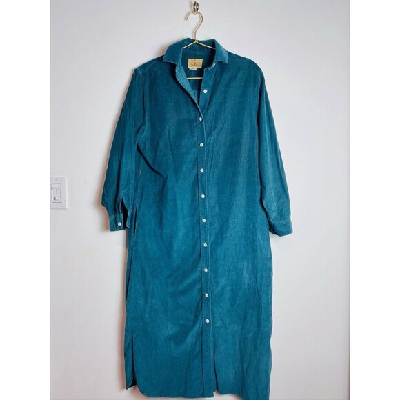 J.CREW OUTFITTERS Oarsman Dress Women Green Corduroy Maxi Vintage 8 - Picture 1 of 10